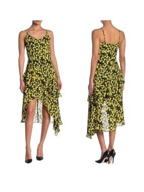 PARKER Lemon Print Ruffle Dress Size Small NEW NWOT